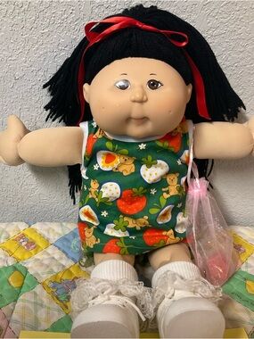RARE Vintage Cabbage Patch Kid Asian Play Along Girl PA-4 Black Hair 2004